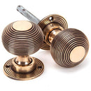 From The Anvil - Heavy Beehive Mortice/Rim Knob Set - Polished Bronze - 91926 - Choice Handles