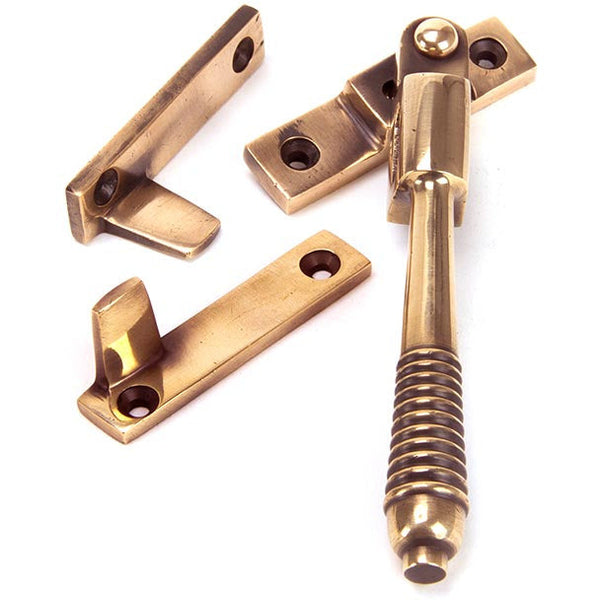 From The Anvil - Night-Vent Locking Reeded Fastener - Polished Bronze - 91941 - Choice Handles