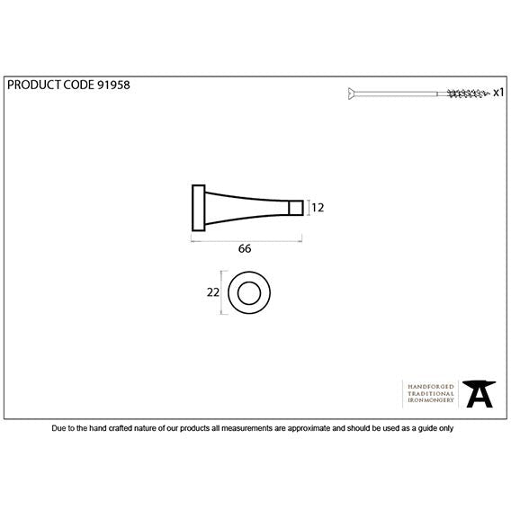 From The Anvil - Polished Bronze Projection Door Stop - Polished Bronze - 91958 - Choice Handles