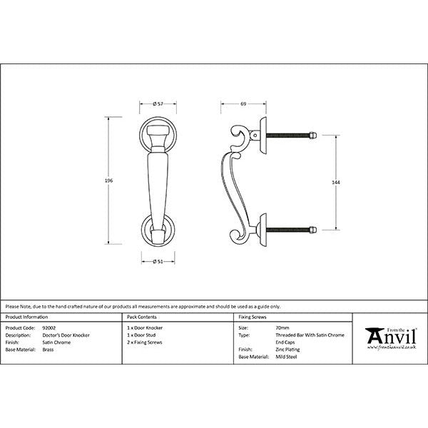 From The Anvil - Doctors Door Knocker - Satin Chrome - 92002 - Choice Handles