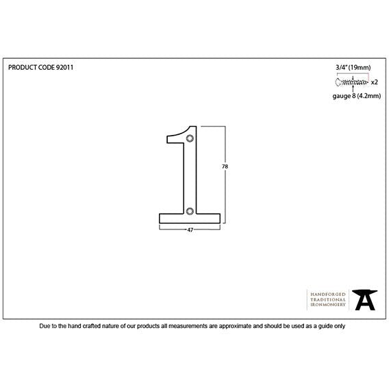 From The Anvil - Numeral 1 - Aged Bronze - 92011 - Choice Handles