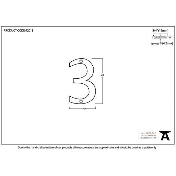 From The Anvil - Numeral 3 - Aged Bronze - 92013 - Choice Handles