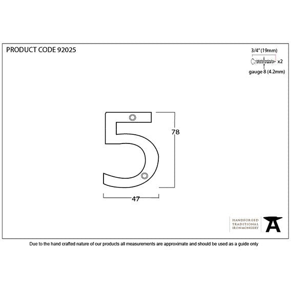 From The Anvil - Numeral 5 - Polished Bronze - 92025 - Choice Handles