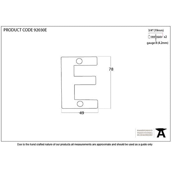 From The Anvil - Letter E - Aged Bronze - 92030E - Choice Handles