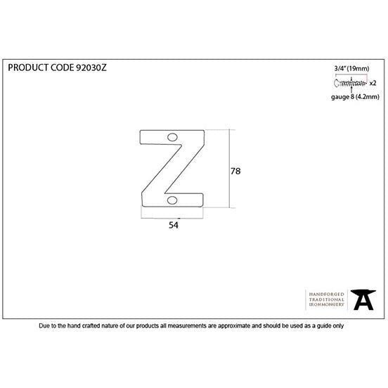 From The Anvil - Letter Z - Aged Bronze - 92030Z - Choice Handles