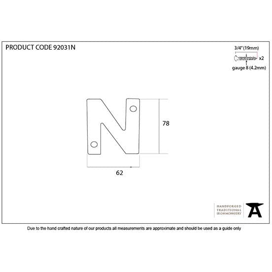 From The Anvil - Letter N - Polished Bronze - 92031N - Choice Handles