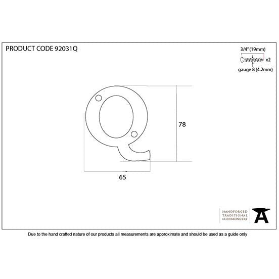 From The Anvil - Letter Q - Polished Bronze - 92031Q - Choice Handles