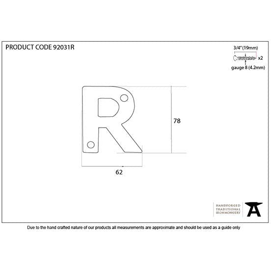 From The Anvil - Letter R - Polished Bronze - 92031R - Choice Handles