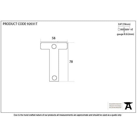 From The Anvil - Letter T - Polished Bronze - 92031T - Choice Handles