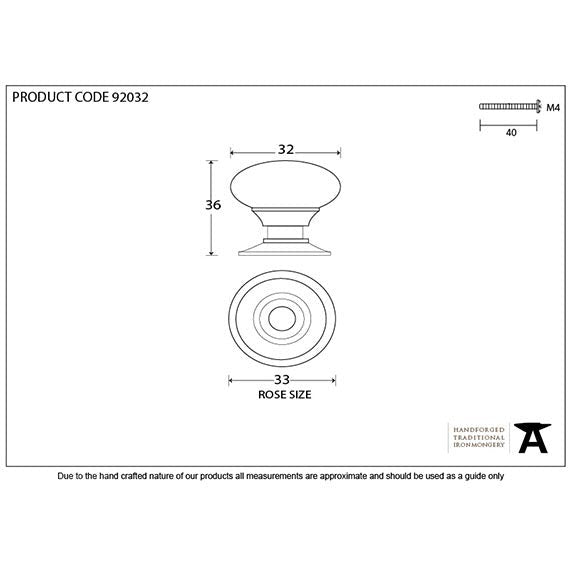 From The Anvil - Mushroom Cabinet Knob 32mm - Polished Chrome - 92032 - Choice Handles