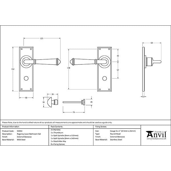 From The Anvil - Regency Lever Bathroom Set - External Beeswax - 92053 - Choice Handles