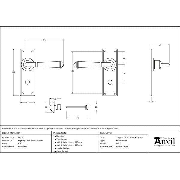 From The Anvil - Regency Lever Bathroom Set - Black - 92059 - Choice Handles