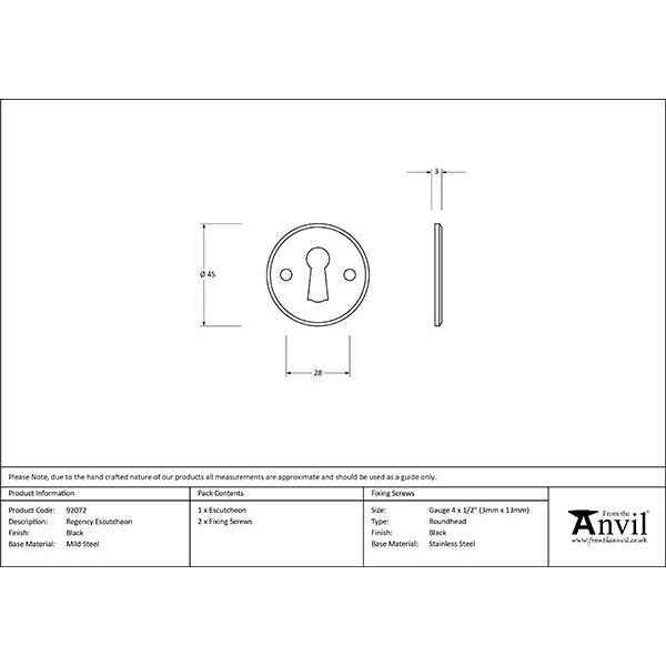 From The Anvil - Regency Escutcheon - Black - 92072 - Choice Handles