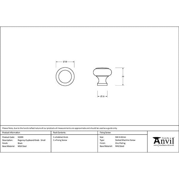 From The Anvil - Regency Cabinet Knob - Small - Black - 92099 - Choice Handles