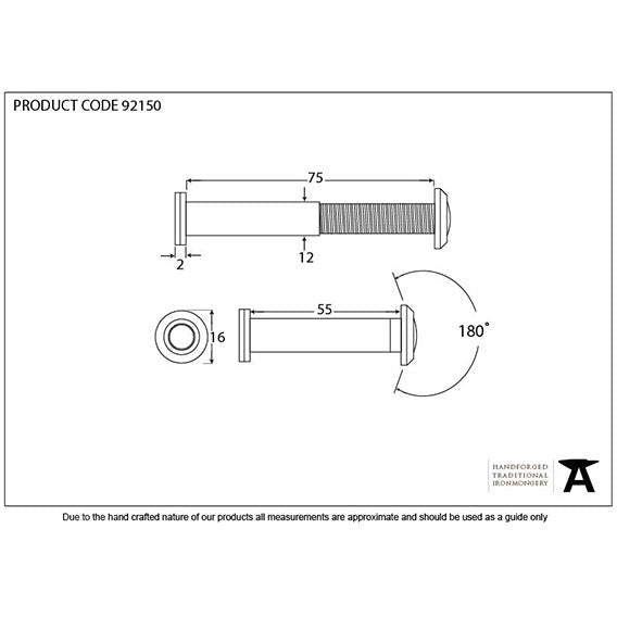 From The Anvil - Door Viewer 180° (55-75mm Door) - Lacquered Brass - 92150 - Choice Handles