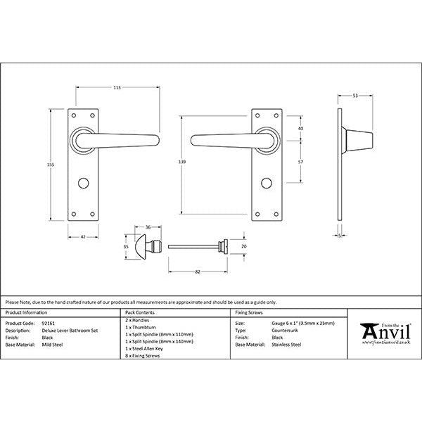 From The Anvil - Deluxe Lever Bathroom Set - Black - 92161 - Choice Handles
