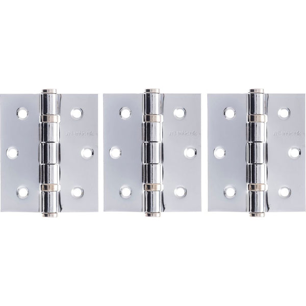 Atlantic Ball Bearing Hinges 3" x 2.5" x 2.5mm set of 3 - Polished Chrome - A2HB32525PC(3) - Choice Handles