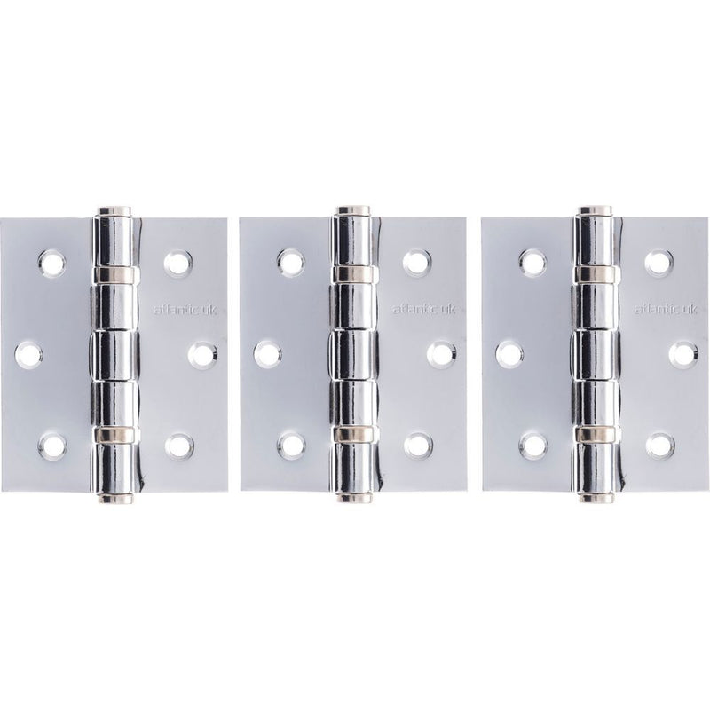 Atlantic Ball Bearing Hinges 3" x 2.5" x 2.5mm set of 3 - Polished Chrome - A2HB32525PC(3) - Choice Handles