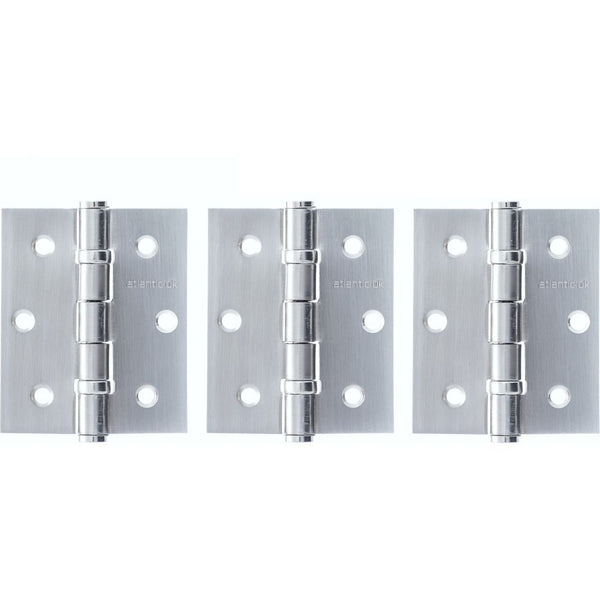 Atlantic Ball Bearing Hinges 3" x 2.5" x 2.5mm set of 3 - Satin Chrome - A2HB32525SC(3) - Choice Handles