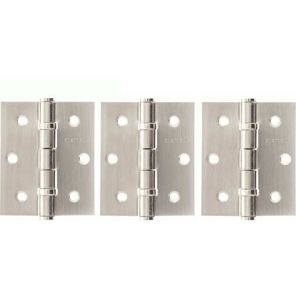 Atlantic Ball Bearing Hinges 3" x 2.5" x 2.5mm set of 3 - Satin Nickel - A2HB32525SN(3) - Choice Handles