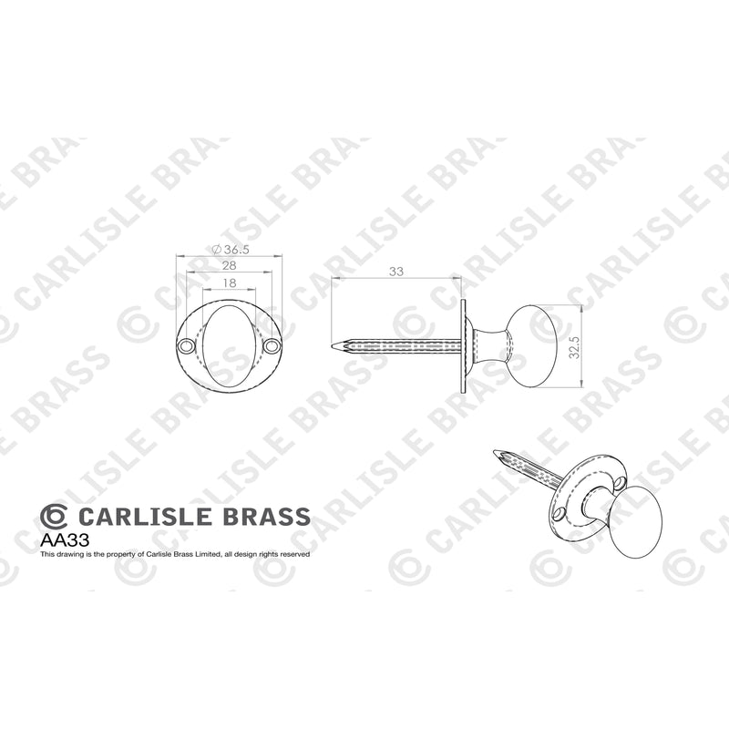 Carlisle Brass - Oval Thumb Turn - Polished Chrome - AA33CP - Choice Handles