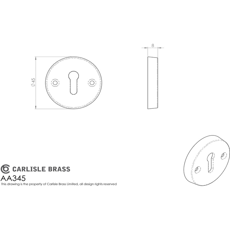 Carlisle Brass - Standard Profile Escutcheon - Satin Chrome - AA345SC - Choice Handles