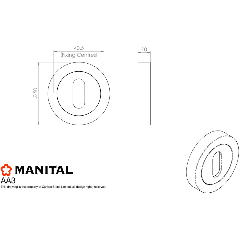 Manital - Standard Profile Escutcheon  - Satin Chrome - AA3SC - Choice Handles