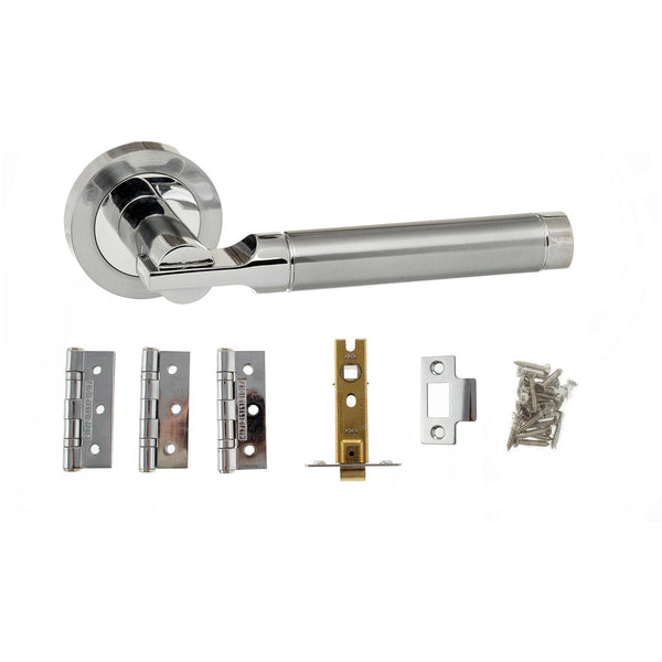 Atlantic Dakota Dorpac 3"(Latchx1)+3"x2"(Hingex3) - Satin Chrome/Polished Chrome - ADPS36RSCPC - Choice Handles