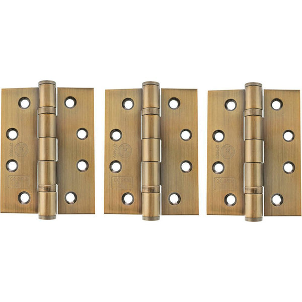 Atlantic Ball Bearing Hinges Grade 13 Fire Rated 4" x 3" x 3mm set of 3 - Antique Brass - AH1433AB(3) - Choice Handles