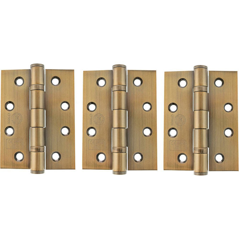 Atlantic Ball Bearing Hinges Grade 13 Fire Rated 4" x 3" x 3mm set of 3 - Antique Brass - AH1433AB(3) - Choice Handles
