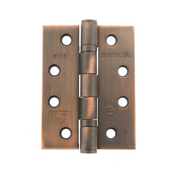 Atlantic Ball Bearing Hinges Grade 13 Fire Rated 4" x 3" x 3mm - Antique Copper - (Pair) - Choice Handles