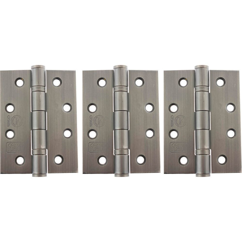 Atlantic Ball Bearing Hinges Grade 13 Fire Rated 4" x 3" x 3mm set of 3 - Matt Gun Metal - AH1433MBN(3) - Choice Handles