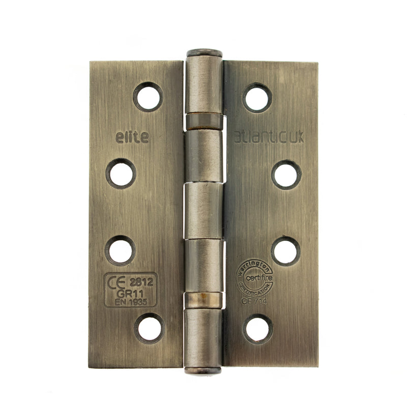 Atlantic - Atlantic Ball Bearing Hinges Grade 11 Fire Rated 4" x 3" x 2.5mm - Antique Brass - AHG111433AB(3)  - (Set of 3) - Choice Handles