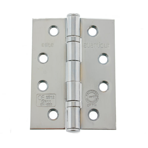 Atlantic - Atlantic Ball Bearing Hinges Grade 11 Fire Rated 4" x 3" x 2.5mm set of 3 - Polished Chrome - AHG111433PC(3) - Choice Handles