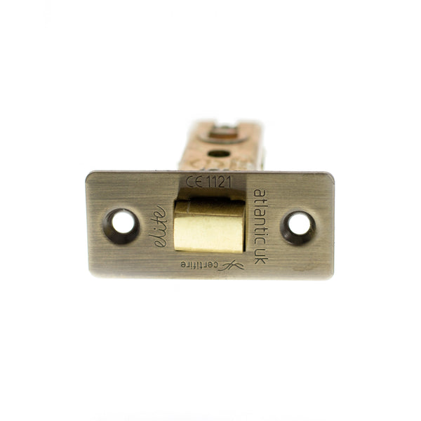 Atlantic Fire-Rated CE Marked Bolt Through Tubular Latch 3" - Antique Brass - ALCE3AB - Choice Handles