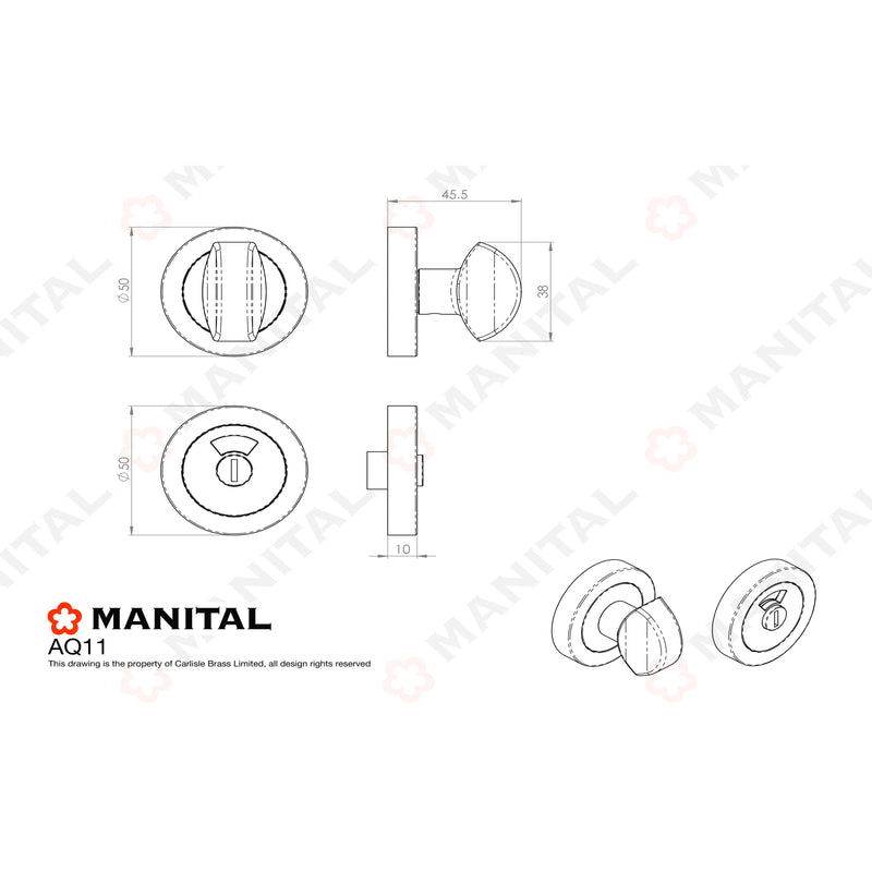 Manital - Turn and Release with Indicator - Polished Brass - AQ11 - Choice Handles