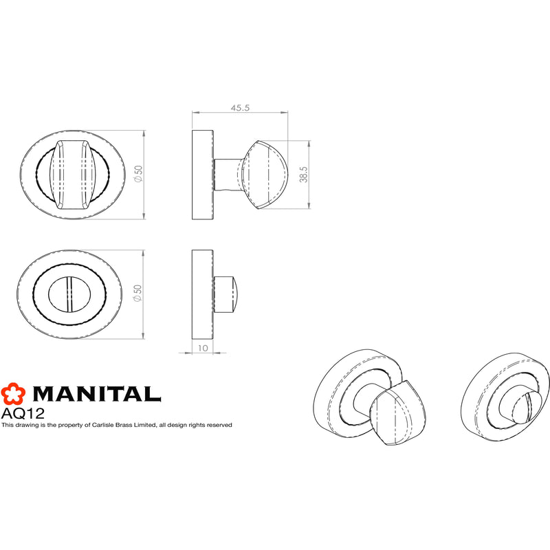 Manital - Standard Turn and Release - Polished Brass - AQ12 - Choice Handles