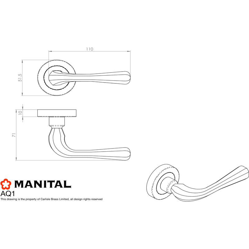 Manital - Astro Lever on Round Rose - Satin Chrome - AQ1SC - Choice Handles