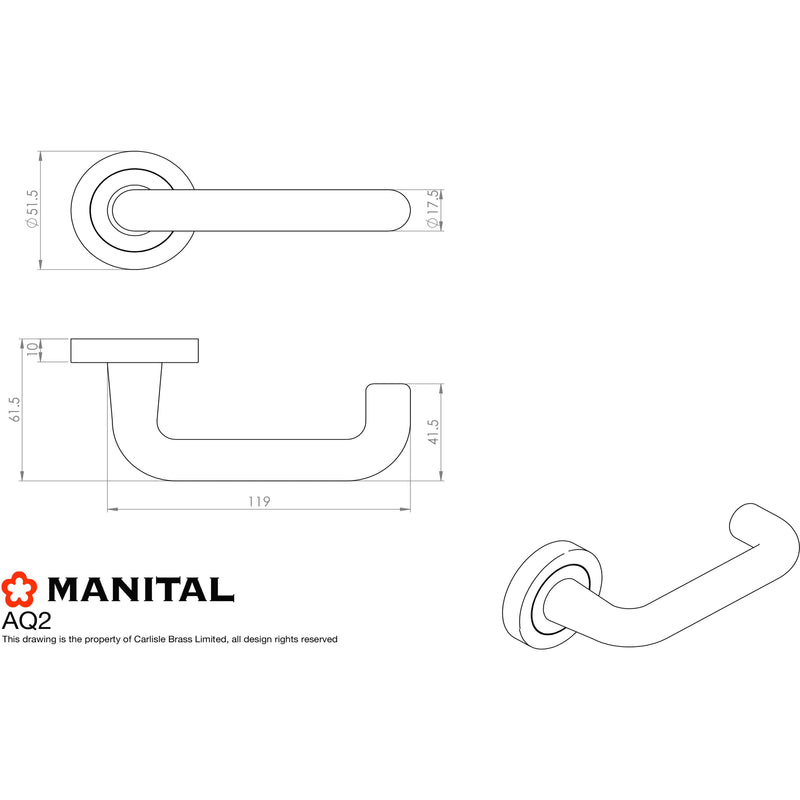 Manital - Studio H Lever on Round Rose - Polished Brass - AQ2 - Choice Handles