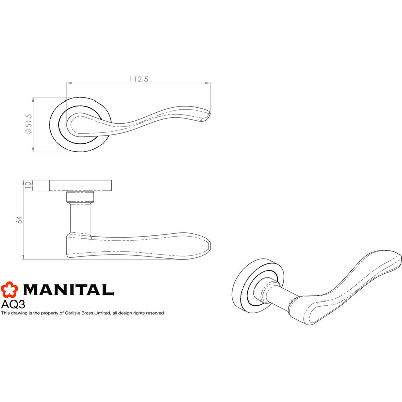 Manital - Apollo Lever on Round Rose - Satin Chrome - AQ3SC - Choice Handles