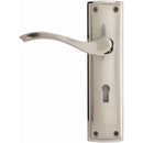 Darcel - Ardeche Lever Latch Handle On Back Plate Satin Nickel/Polished Nickel - DCARLT-SNNP - Choice Handles