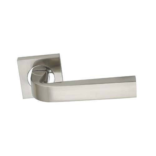 Darcel - Adriane Door Lever Handle On Square Rose, Satin/Nickel Polished Chrome - DCADR-SNCP - Choice Handles