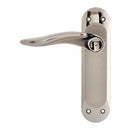 Darcel - Alzette Lever Latch Handle On Back Plate, Satin Nickel/Polished Nickel - DCALLT-SNNP - Choice Handles