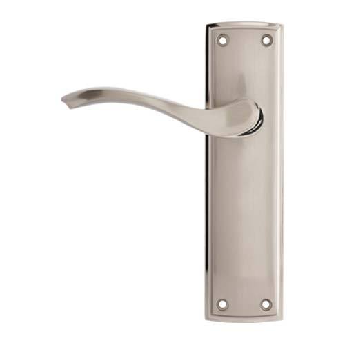 Darcel - Ardeche Lever Latch Handle On Back Plate Satin Nickel/Polished Nickel - DCARLT-SNNP - Choice Handles