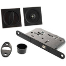 AGB Sliding Door Bathroom Lock Set with Square Flush Handle - Matt Black - B046515093 - Choice Handles