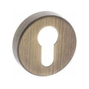 Atlantic Forme Euro Escutcheon on Minimal Round Rose - Yester Bronze - FMREYB - Choice Handles