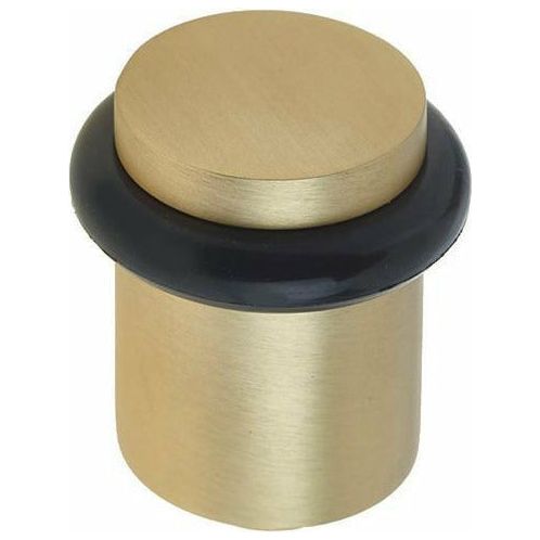 Burlington - Plain Top Floor Mounted Doorstop - Satin Brass - BUR960SB - Choice Handles