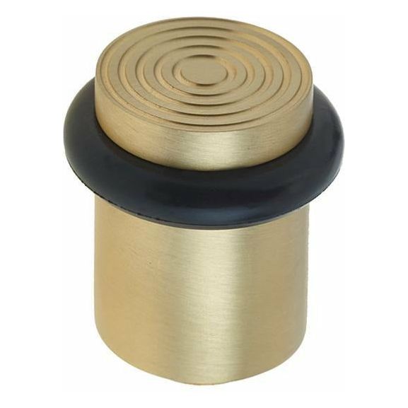 Burlington - Reeded Top Floor Mounted Doorstop - Satin Brass - BUR963SB - Choice Handles