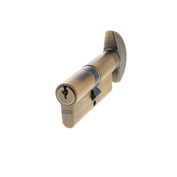 AGB Euro Profile 5 Pin Cylinder Key to Turn 30-30mm (60mm) - Matt Antique Brass - C620722525 - Choice Handles