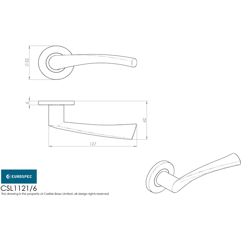 Eurospec - Breeze Lever on 6mm Slim Fit Sprung Rose -Satin Stainless Steel - CSL1121/6SSS - Choice Handles